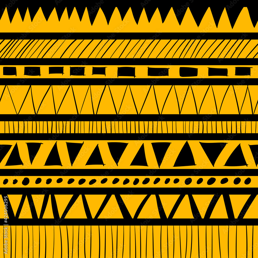 Poster Yellow Aboriginal Pattern. Vector Ethnical Primitive Aboriginal Pattern.