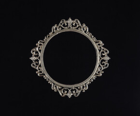 golden elegant frame, baroque style, dark background