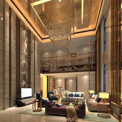 3D RENDER OF LUXURY LİVİNG ROOM