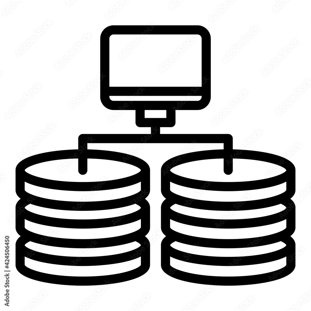 Poster database backup icon. outline database backup vector icon for web design isolated on white backgroun