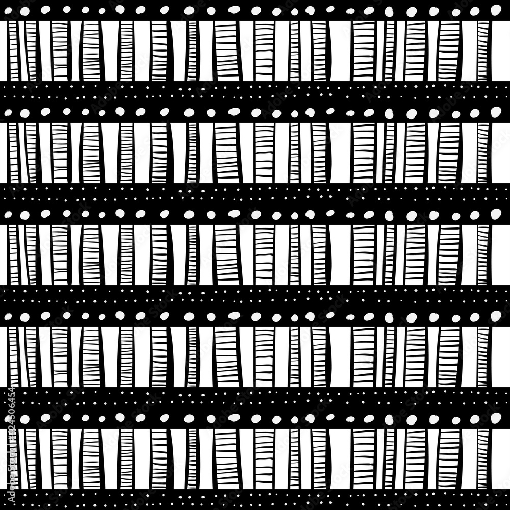 Poster primitive columns abstract drawn. vector monochrome columns pattern. seamless abstract primitive pat