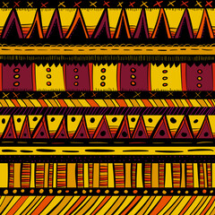 Colorful Ethnic Primitive Pattern. Vector Seamless African Pattern. Colorful Ethnic Pattern.