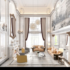 3D RENDER OF LUXURY LİVİNG ROOM