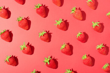 Pattern of red sweet ripe juicy strawberries.