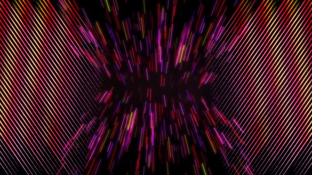 Abstract luminous rays overlap the space. 4K.