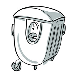 Vector doodle sketch of the large garbage bin