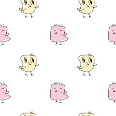 Seamless pattern with chicken. Hand drawn chicken footprints. Vector scandinavian illustration. Design for baby textile, wallpaper, web, fabric and decor