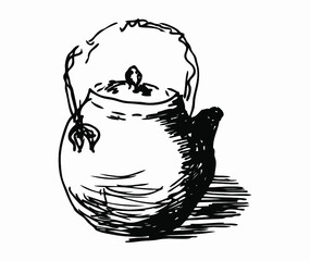 Vector ink sketch of the round teapot