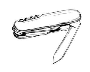 Vector ink sketch of the pocket knife