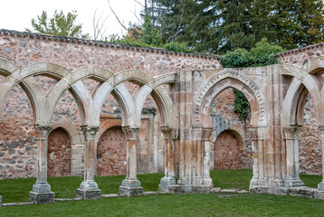 Fototapeta na wymiar Remains of the Romanesque monastery of San Juan de Duero, Soria, Spain.