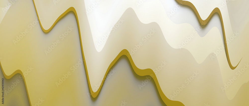 Poster creative idea. abstract waves background futuristic and digital design concept on yellow. copy space