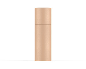 Brown Kraft paper tube push up tin can mockup template on isolated white background, ready for design presentation, 3d illustration