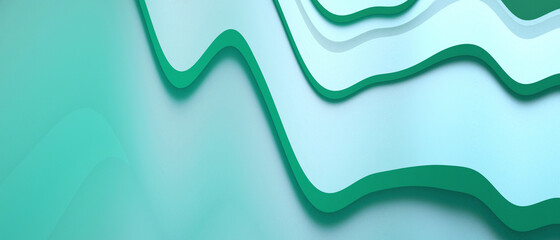 Creative idea. Abstract Waves background Futuristic and Digital Design Concept on Blue - Green. website background, banner, poster, Card - 3d rendering
