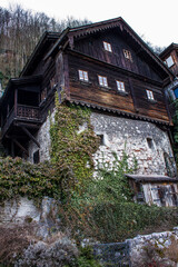 View of a Traditional Old House in Hallstatt, Austria