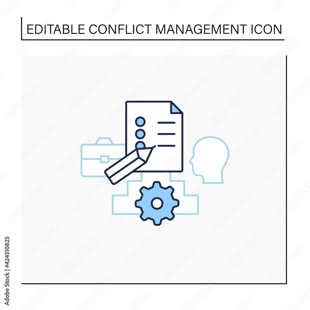 Poster setting group rules line icon. communication reglament.dispute resolution rules. non toxic workplace