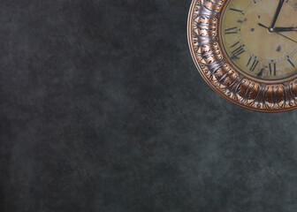 elegant wall clock, baroque style, dark background