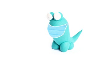 Hand made figurines, funny creatures made of plastic mass, modeling clay. Fancy, colorful characters.