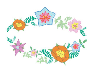 Vector decorative wreath of colorful flowers 