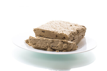 piece of sweet halva on white background