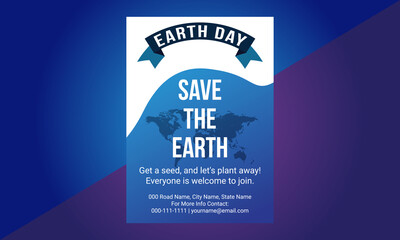 Fototapeta premium Happy Earth Day flyer design template, Earth day vector poster design will illustration. Celebrate Earth day poster card design.