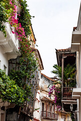 Typical balconies in the historic downtown - Cartagena - Colombia