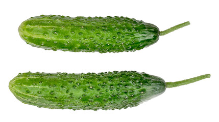 Fresh сucumbers isolated on white, top view