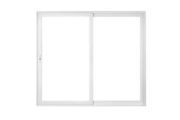 Real modern house door window frame isolated on white background