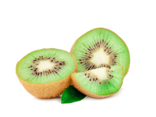 Kiwi fruit slices isolated on a white background