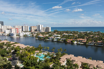 Aventura Florida waterway Canal with luxury homes