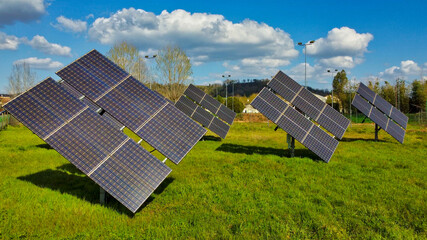 Group of Modern Solar Panels oriented to the sun