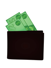 Dark money wallet. vector illustration