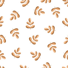 Seamless pattern of cute twigs with leaves