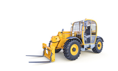 big forklift on the white background.