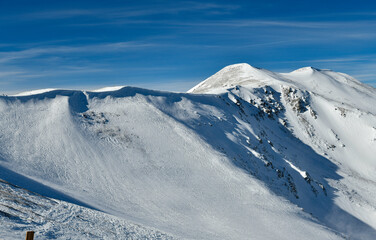 The top ridge of Emperial bowl area of Breckenridge ski resort. Extreme winter sports....