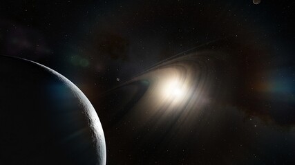 Planets and galaxy. Beauty of deep space. Billions of galaxy in the universe 3d render