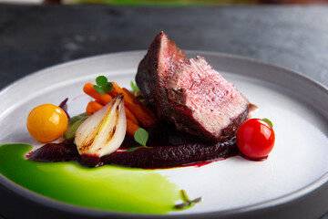 Juicy steak medium rare beef