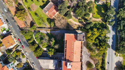 Aerial view of ancient thermal springs in Livorno, Tuscany. Fonti del Corallo