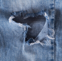 Torn blue jeans. Fashion concept.