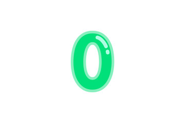 Fototapeta na wymiar 0 zero null number green vector jelly glossy bright typography for web holiday event 