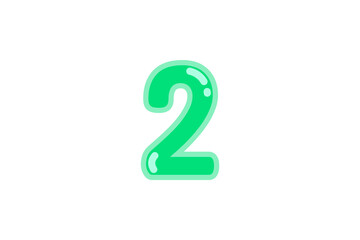 2 two number green vector jelly glossy bright typography for web holiday event 