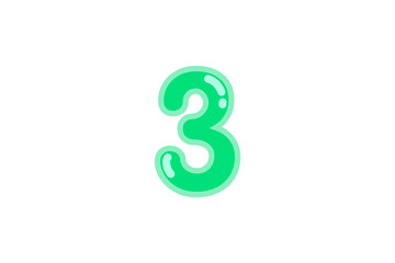 3 three number green vector jelly glossy bright typography for web holiday event 