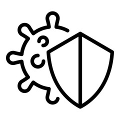 Covid shield protection icon. Outline Covid shield protection vector icon for web design isolated on white background