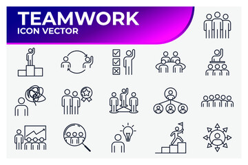 Fototapeta na wymiar Set of Team Work icon. team building, work group and human resources pack symbol template for graphic and web design collection logo vector illustration