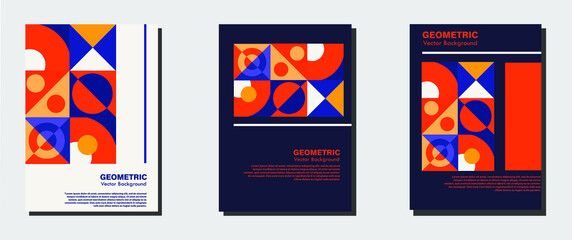 New Swiss retro poster with geometric shapes premium vektor 