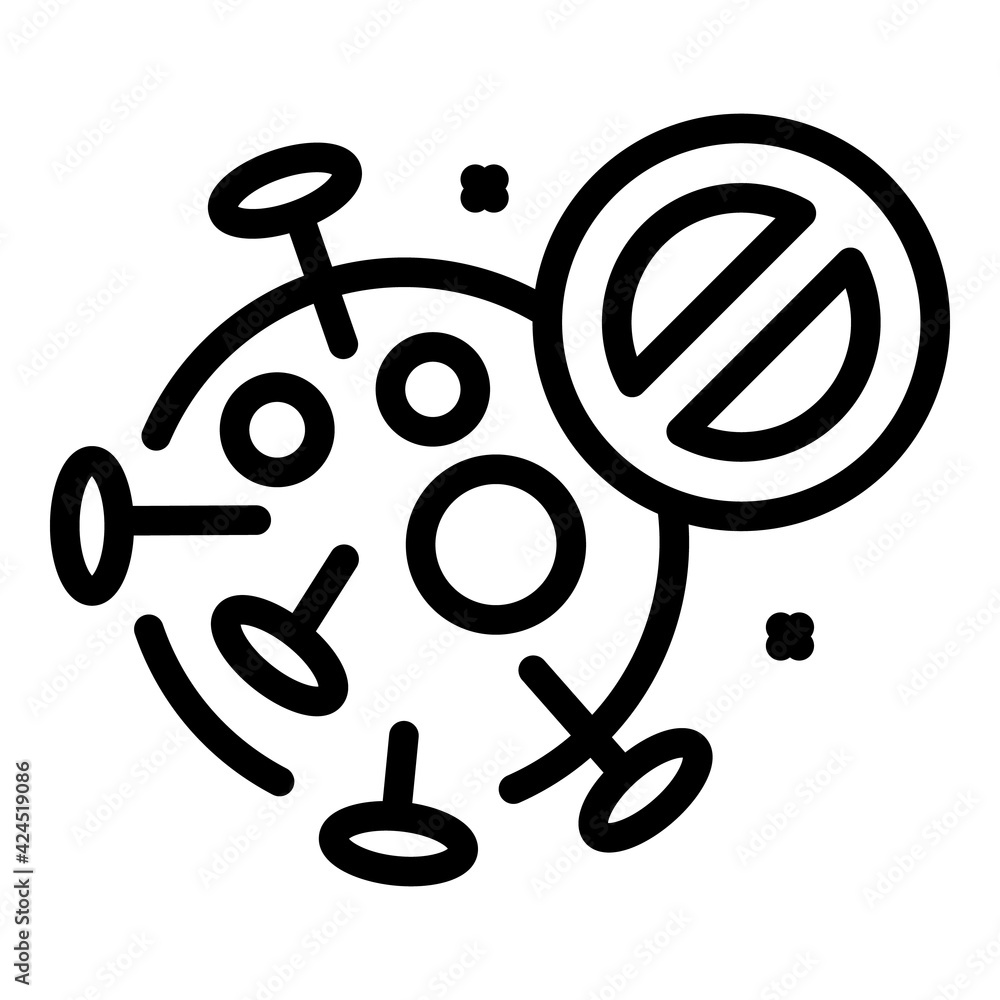 Poster rejected covid virus icon. outline rejected covid virus vector icon for web design isolated on white