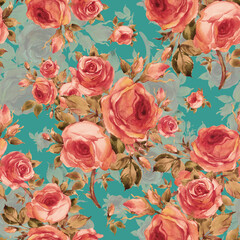 Seamless pattern of beautiful bouquets of roses