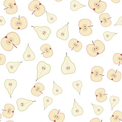 vector seamless cartoon pattern fruits on white background