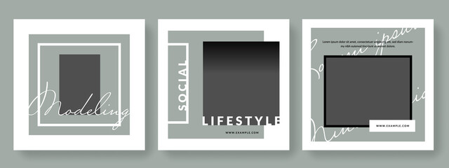 lifestyle social media layouts with place for photos, instagram and facebook templates with clean and modern idea