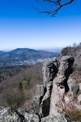 View of the spa town of Baden Baden and the Black Forest. Seen from the battert rock. Baden Wuerttemberg, Germany, Europe