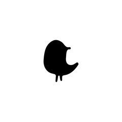 Vector minimalistic hand drawn icon, a little bird.